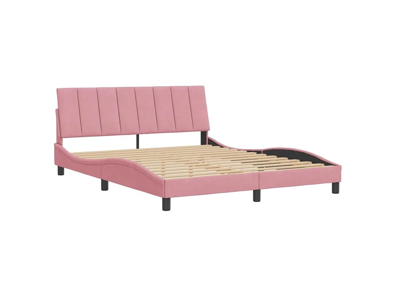  Lit double- lit adulte -  cadre de lit sans matelas hanko rose 160x200 cm velours  - Conforama B