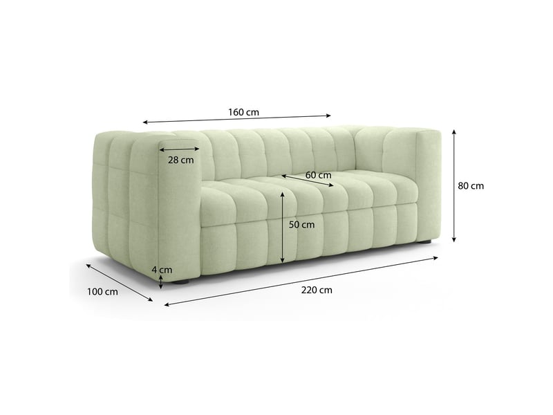  Canapé capitonné convertible 3 places en tissu chenille vert sauge - ouverture express - cester Cester - Conforama C