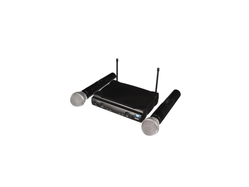  Hq power hqmc10012 microphone uhf sans fil 2 canaux 2 microphones 863.05 mhz + 854.00 mhz  - Conforama A