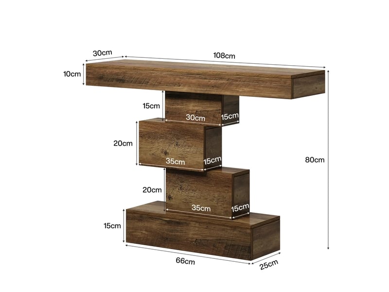  Console à base géométrique pour entrée en panneaux de particules 108×30×80 cm marron clair  - Conforama A