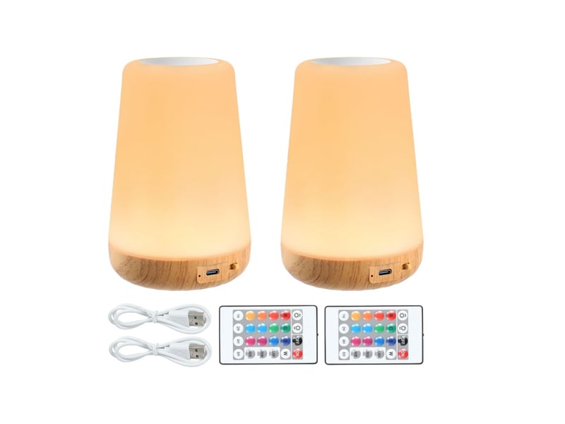  Lot de 2 lampe de chevet avec minuterie led bedside lamps avec 13 couleurs 3 modes lampe de bureau led rechargeable par usb avec  - Conforama A