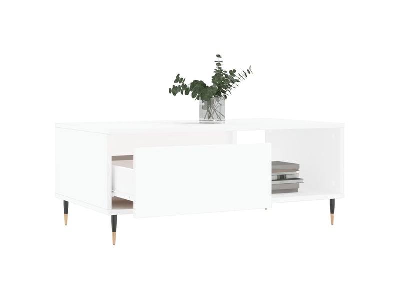  Table basse rectangulaire | table de salon blanc 90x50x36,5 cm bois d'ingénierie shl9013  - Conforama D