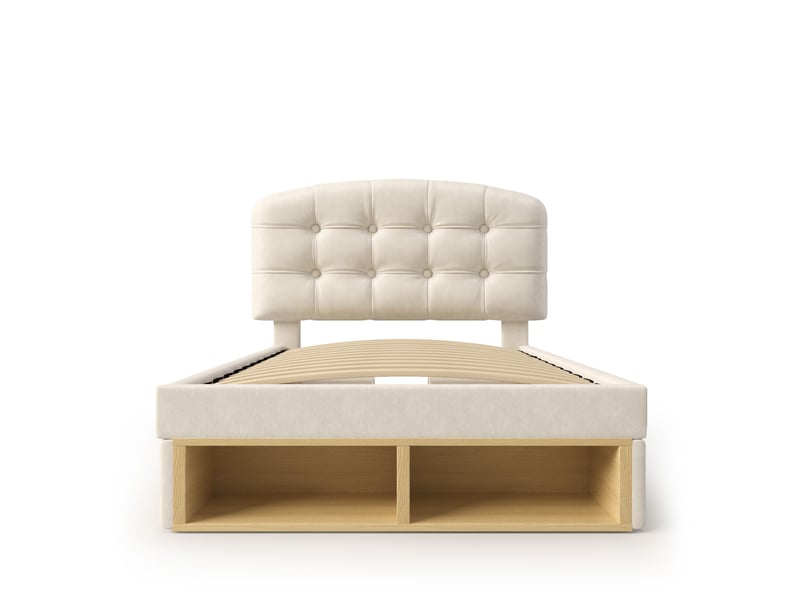  Lit enfant 90 x 200 cm, avec tiroirs et espace de rangement, en velours,beige  - Conforama E
