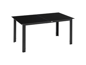 Table de jardin rectangulaire en aluminium et plateau en verre trempé - 6 personnes 150 x 90 x 74 cm noir