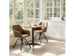 Chaises de salle à manger larges à dossier souple pivotantes en simili cuir vintage et métal – lot de 2