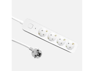 Multiprise fabrilamp dalton 4 prises avec interrupteur voyant lumineux câble 1,5 m 3680 w blanc gris