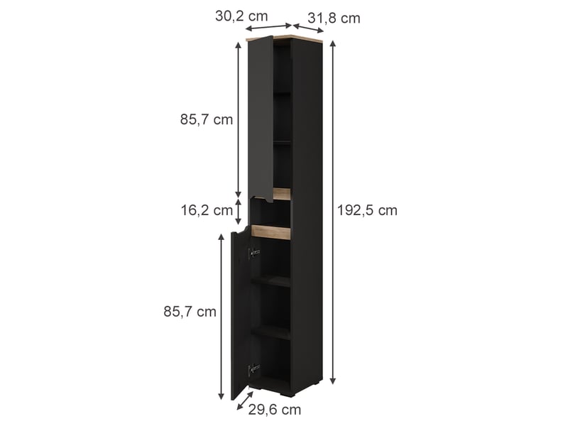  Vicco meuble salle de bain, anthracitechêne artisan, 30.2x192.5cm  - Conforama B