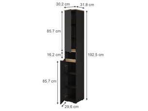 Vicco meuble salle de bain, anthracitechêne artisan, 30.2x192.5cm