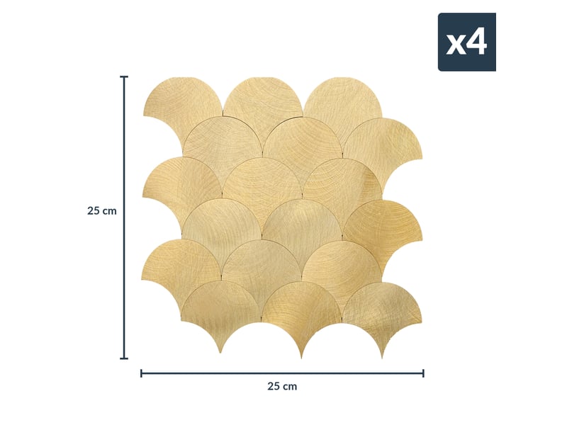  Crédence adhésive murale 3d  - effet écailles 4 pièces 25x25 cm  - Conforama C