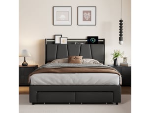 Lit coffre 140x190 cm <strong>BLSYHDH</strong> <strong></strong> coloris gris