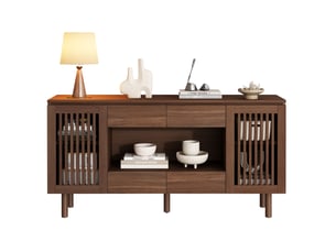 Buffet 2 porte(s) 4 tiroir(s) MIVRAY - 140 cm coloris bois foncé