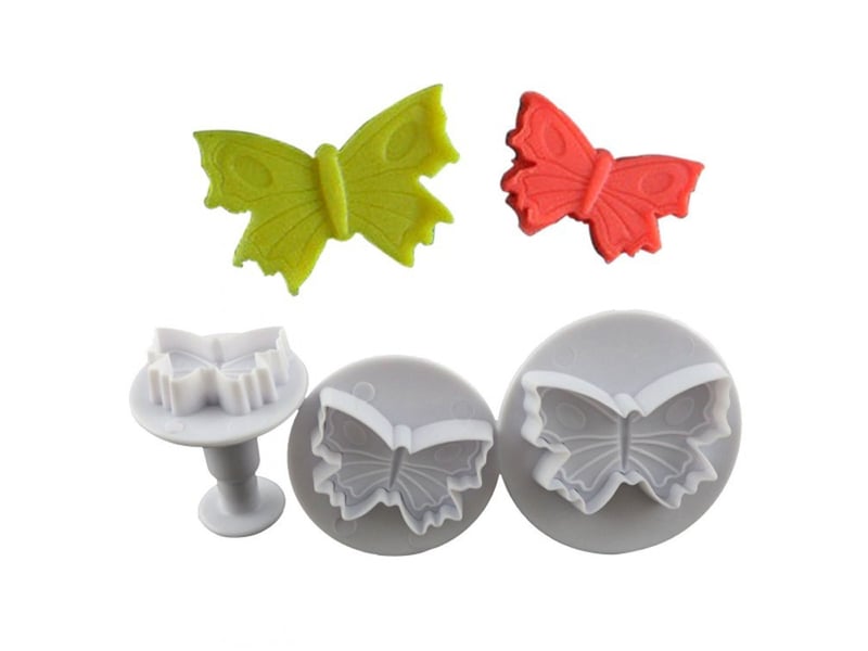  Lot de 3 emporte pièces à poussoir papillons, plastique, blanc NO Commercial reference - Conforama E