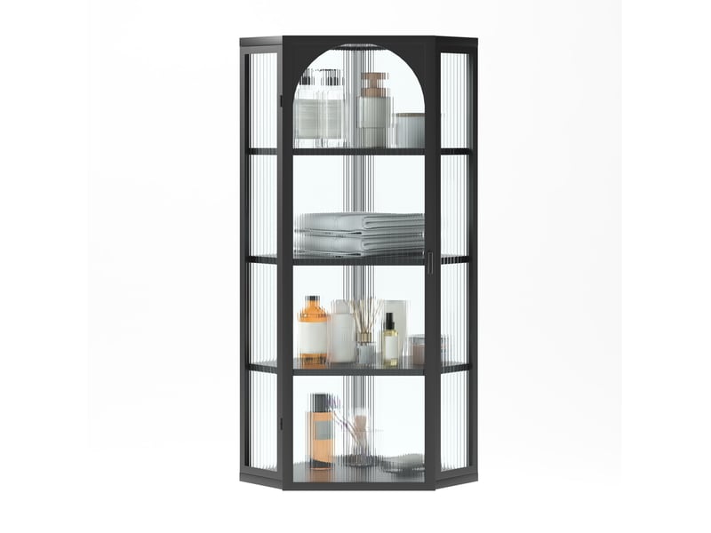  Armoire murale d'angle 4 niveaux avec porte en verre evryae  - Conforama A