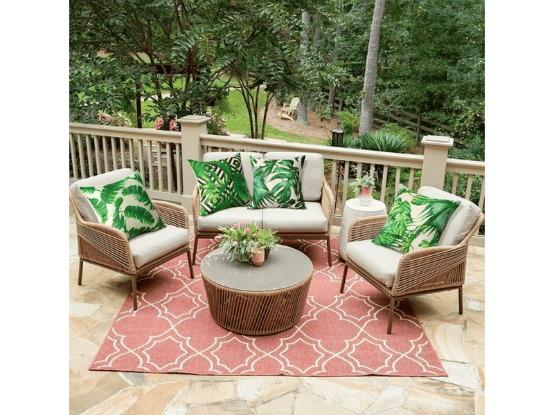  Lot de 4 housse de coussin - extérieur housse de coussin, lot de 4 imperméable plante tropicale verte motif canapé taie d'oreiller pour patio jardin salon chambre décoration, 45x4, 45 x 45 cm  - Conforama D