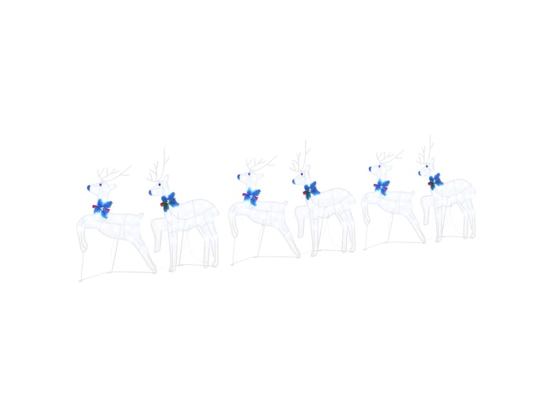  Lot de 6 rennes led, éclairage de noël, décoration de noël blanc 45 x 19 x 65 cm tissu cf62094  - Conforama A