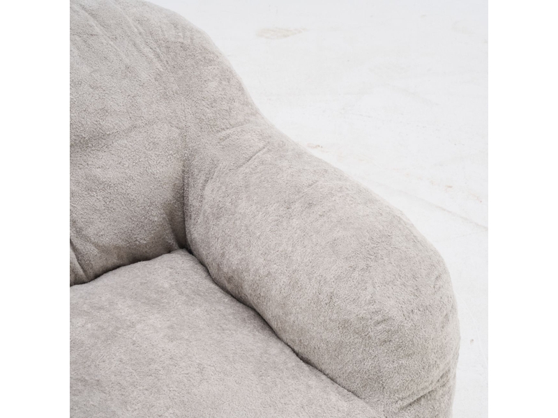  Pouf modulable accoudoirs intégrés revêtement en fausse fourrure gris clair garnissage déchiqueté haute résilience rembourrage pré-rempli dossier enveloppant  - Conforama D