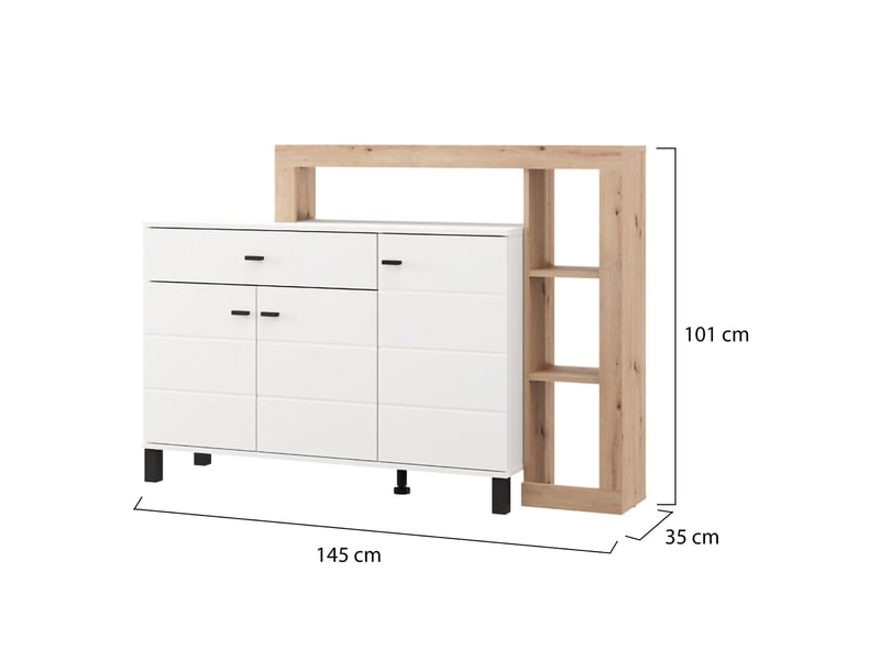  Credenza piriap, buffet 5 étagères, 145x35x101h cm blanc Piriap - Conforama D