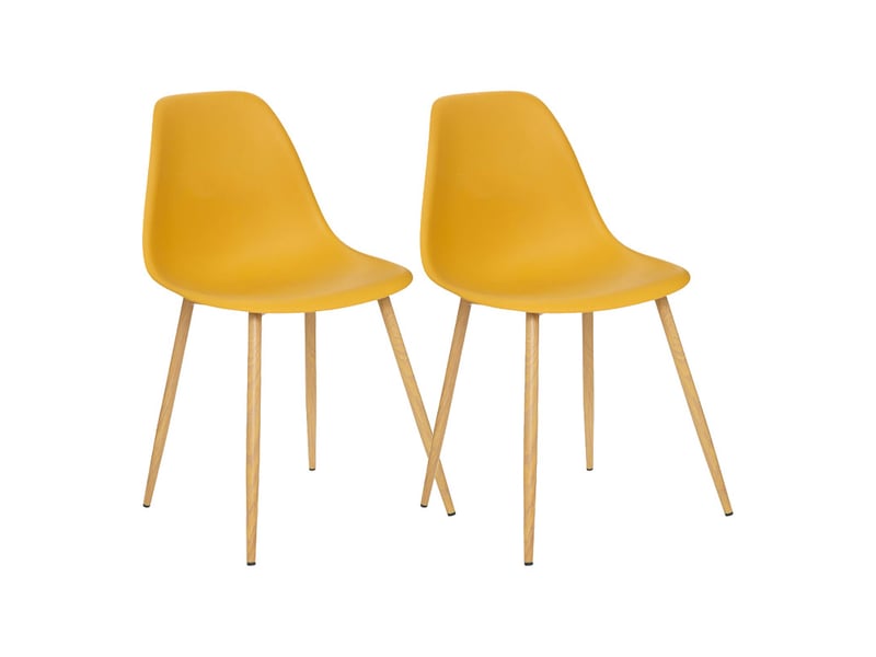 Lot de 2 chaises style scandinave ava pieds métal imitation chêne atmosphera