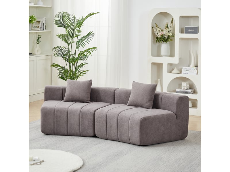  Canapé de salon, canapé pour séjour, pour salon, chambre, bureau, en chenille, format adapté au salon, forme incurvée  - Conforama C