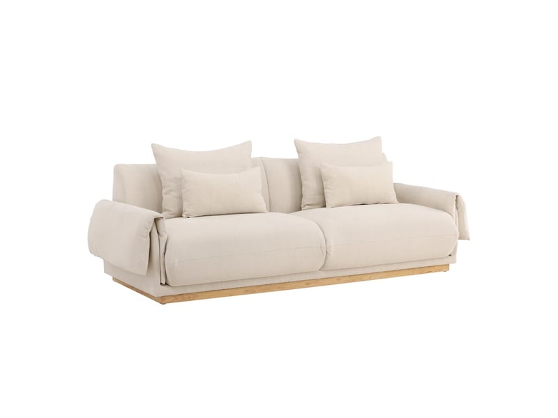  Canapé 3 places effet lin mollosund 237cm beige  - Conforama A