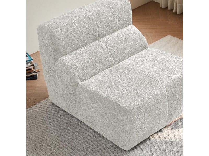  Canapé parresseux - fauteuil simple relax une place - canapé de sol - en velours doux - blanc  - Conforama D