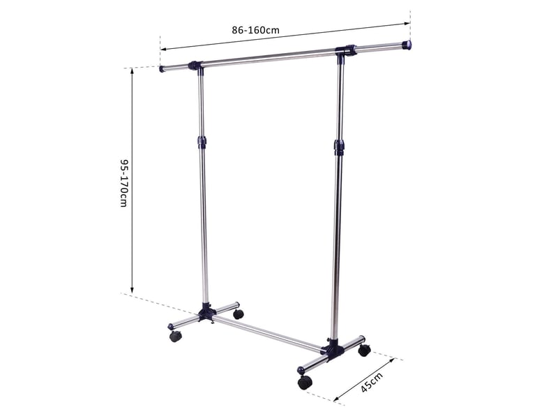  Porte-manteau, portant à vêtements sur roulettes, tringle à vêtements réglable en hauteur et extensible, étendoir à linge, armoire autoportante pour entrée, acier inoxydable, 86 x 45 x 95 cm  - Conforama D