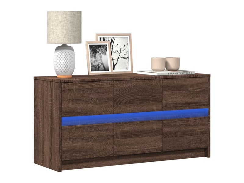  Meuble tv - banc tv - meuble de rangement avec led chêne marron 100x34x50 cm bois d'ingénierie  - Conforama B