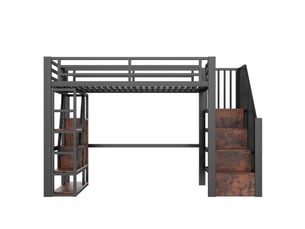 Lit mezzanine 90x200 cm <strong>ZOVIRA</strong>  <strong></strong> coloris noir