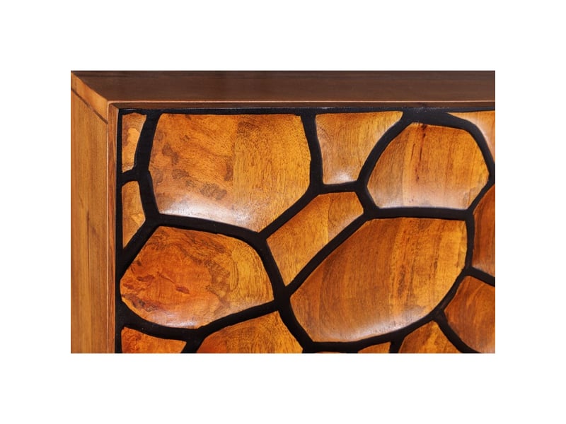  Buffet terrakan 180 cm – bois massif de manguier marron – façade sculptée 3d  - Conforama E