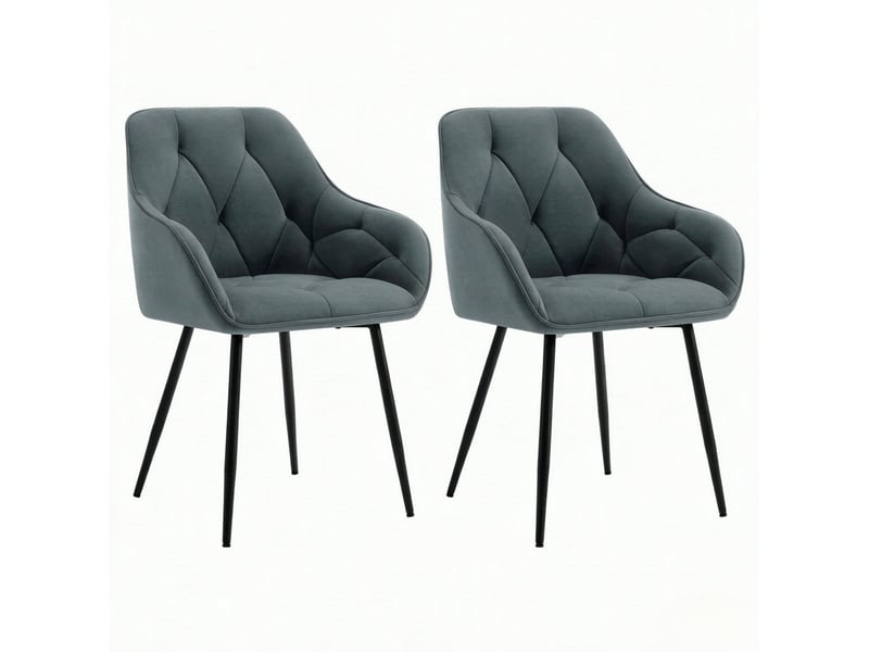  Ensemble de 2 chaises d'appoint modernes - confort ergonomique, assise rembourrée, trame en métal et tissu velours  - Conforama A