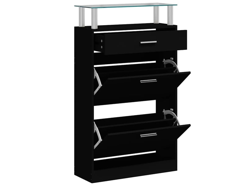  Meuble à chaussure, armoire à chaussures noir 63x24x104 cm bois d'ingénierie  - Conforama C