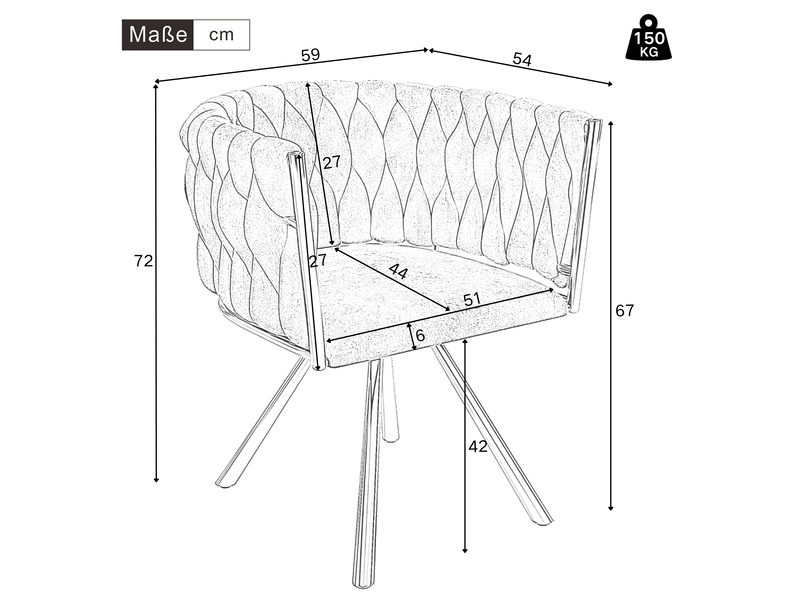  Chaise de salle à manger lot de 4 pivotante à 360° avec dossier ergonomique, en lin beige et métal noir  - Conforama C