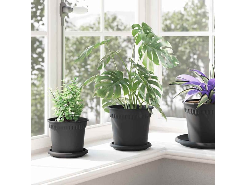 Jardinière - pots de plantes 24 pcs noir plastique - Conforama D