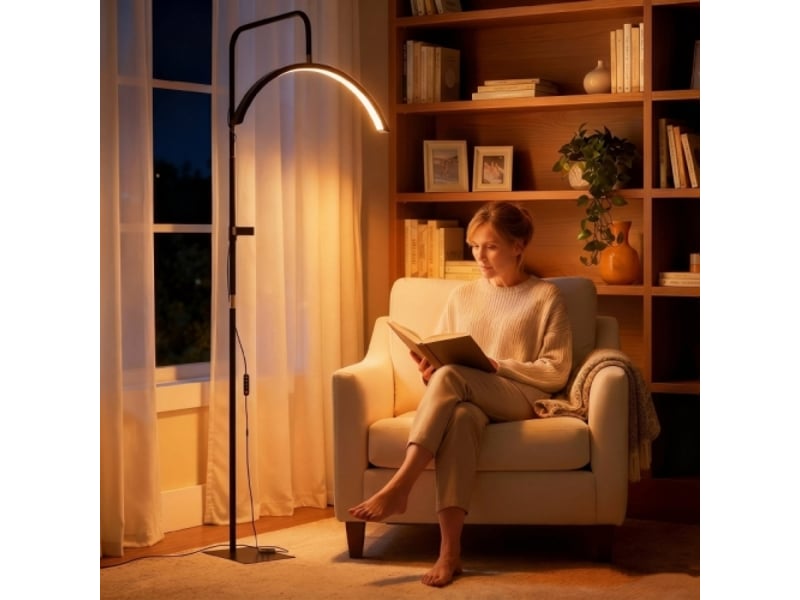 Lampe led demi-lune beauté, hauteur réglable, rotation 350°, support téléphone, lumière chaude - Conforama C