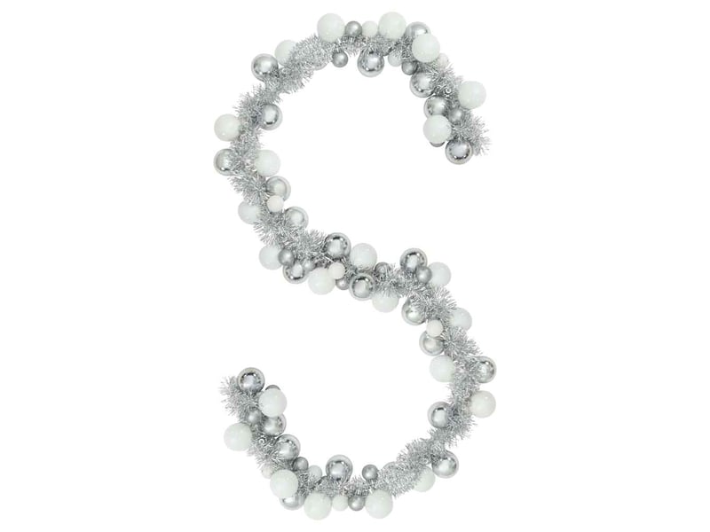  Guirlande de boules de noël blanc et argent 186 cm polystyrène  - Conforama A