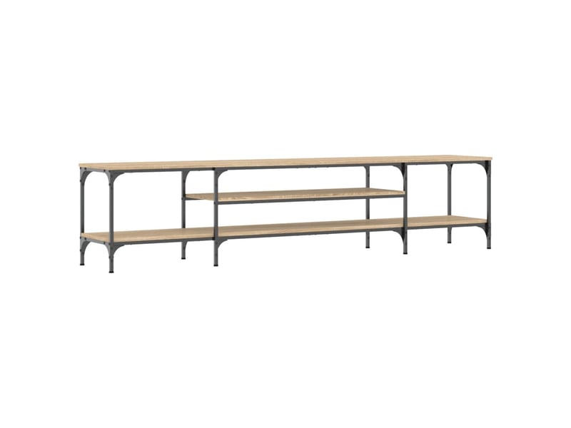  Meuble tv - banc tv - meuble de rangement chêne sonoma 201x35x45 cm bois d'ingénierie et fer  - Conforama A
