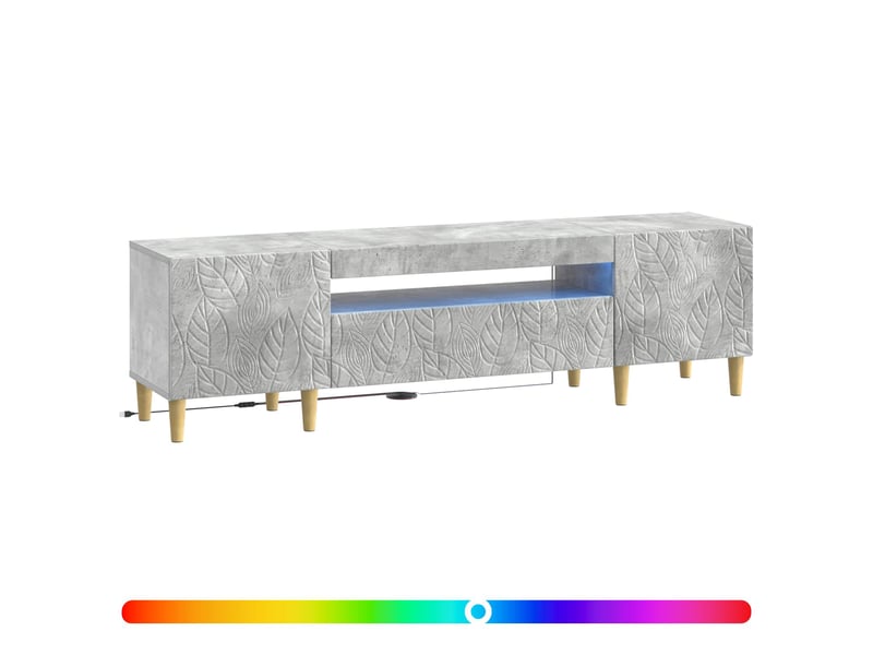  Meuble tv - banc tv - meuble de rangement led gris béton bois d'ingénierie  - Conforama C