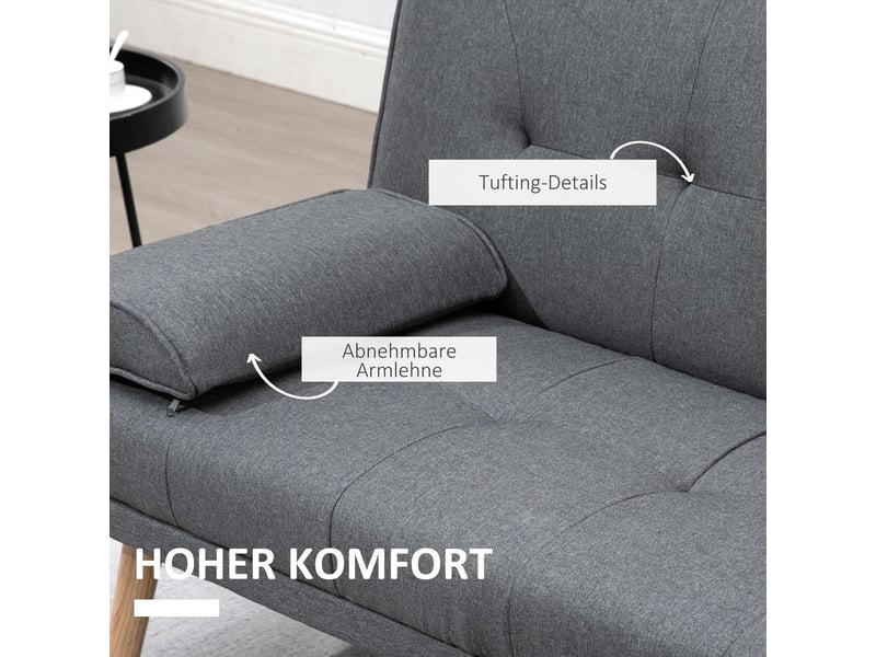  Canapé table pliante porte-gobelet design scandinave gris foncé charge maximale 250 kg  - Conforama D