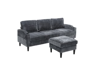 Canapé droit fixe <strong></strong> <strong></strong> 4 places Velours gris avec coffre de rangement