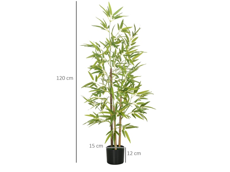  Lot de 2 plantes de bambou artificielles de 120 cm avec pot de 15 x 12 cm, en peva, pp et métal, vert et noir.  - Conforama E