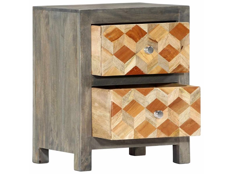  Table de chevet - cabinet de chevet - table de nuit gris 40x30x50 cm bois de manguier massif  - Conforama B
