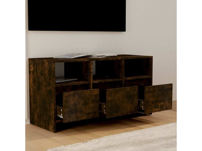  Meuble tv - banc tv - meuble de rangement chêne fumé 102x37,5x52,5 cm bois d'ingénierie  - Conforama C