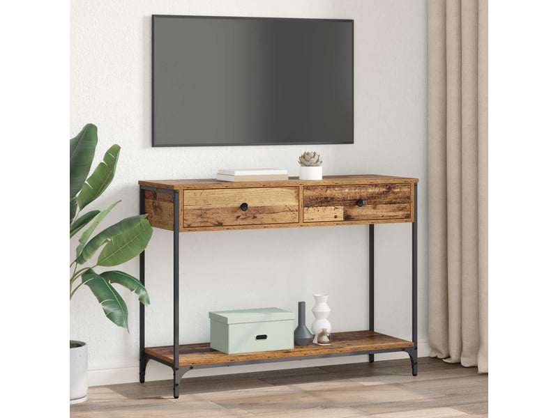 Table de chevet - table console bois ancien 100 x 34,5 x 75 cm bois d'ingénierie - Conforama C