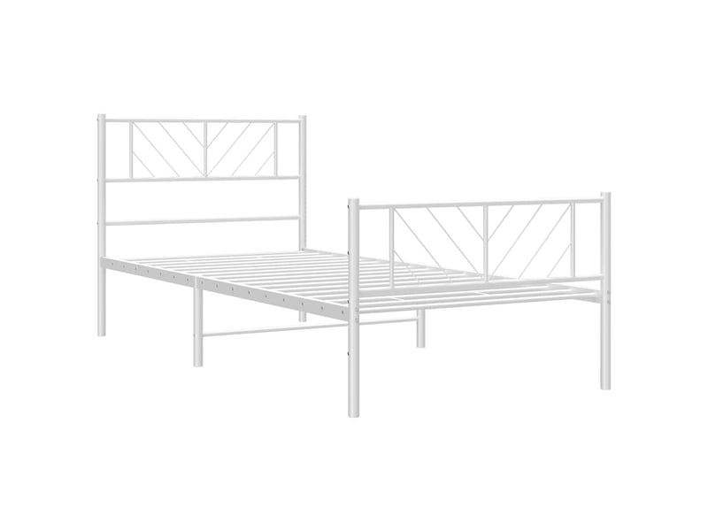  Lit simple- lit adulte -  cadre de lit métal sans matelas et pied de lit blanc 100x200 cm  - Conforama D