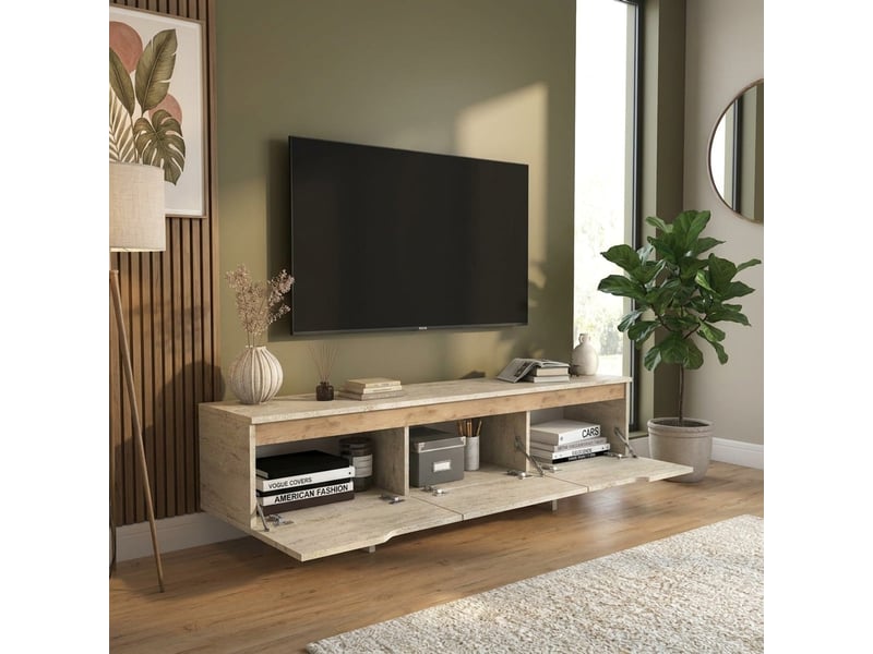  Meuble tv 180 cm avec portes abattantes klystrium  - Conforama B