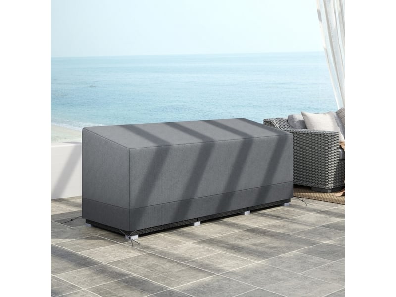Housse de protection mobilier de jardin 190,5 x 72 x 76 cm gris clair, polyester oxford 600d avec cordon - Conforama D