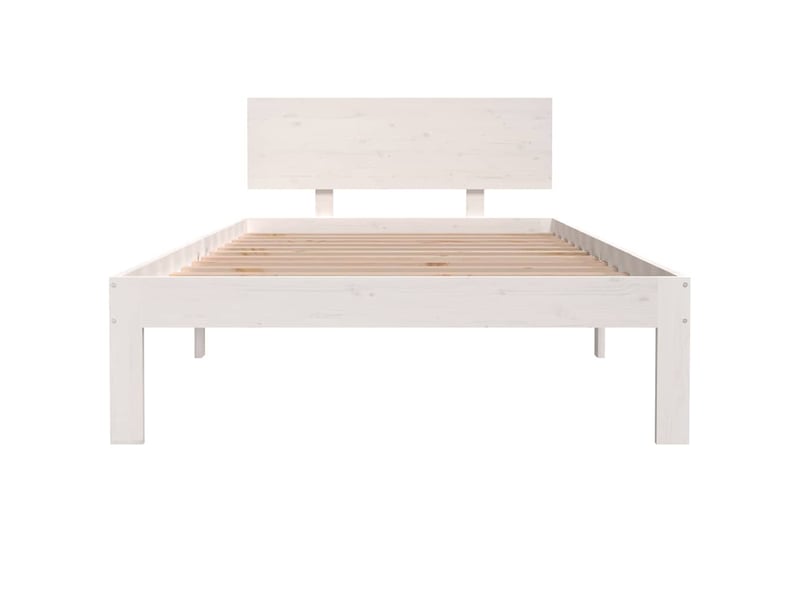  Lit simple- lit adulte -  cadre de lit sans matelas blanc bois de pin massif 100x200 cm  - Conforama C