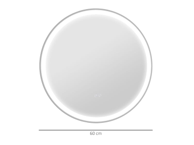  Miroir de salle de bains led rond 60 cm, antibuée avec commande tactile  - Conforama B