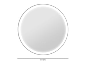 Miroir de salle de bains led rond 60 cm, antibuée avec commande tactile
