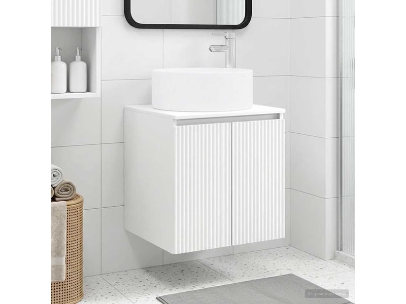  Meuble de lavabo mural, rangement salle de bain blanc 49.5x44.5x65.5 cm  - Conforama B